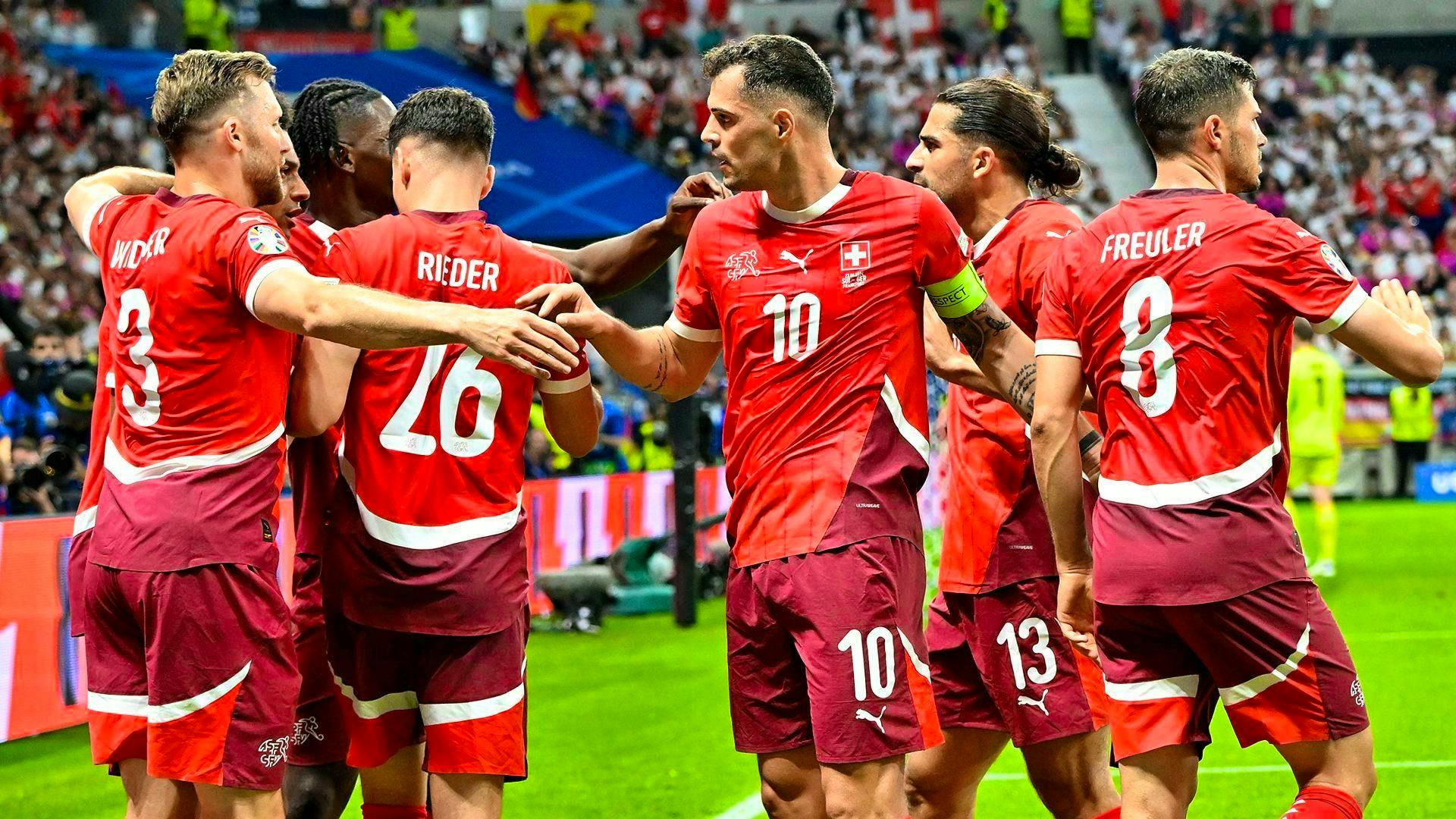 The scores for the 1:1 against Germany. Sommer with a stroke of luck and three Swiss players with top marks