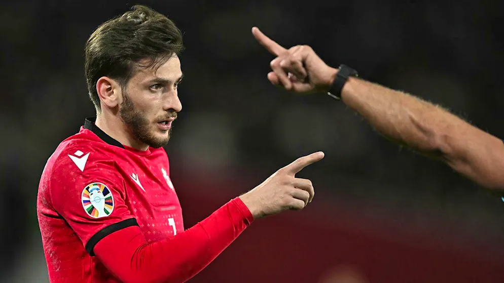 Georgia star Khvicha Kvaratskhelia goes jersey hunting in the final group game against Portugal