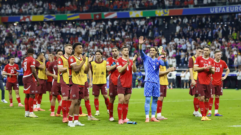 I calciatori svizzeri al termine della sfida pareggiata con la Germania