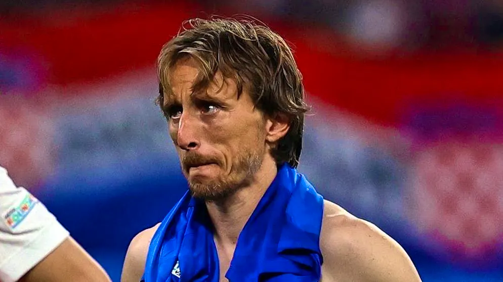 Luka Modrić is overcome with emotion after the game.