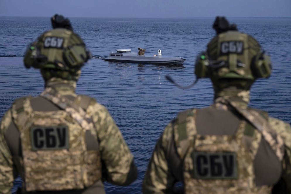 Eine ukrainische Drohne vom Typ Sea Baby.