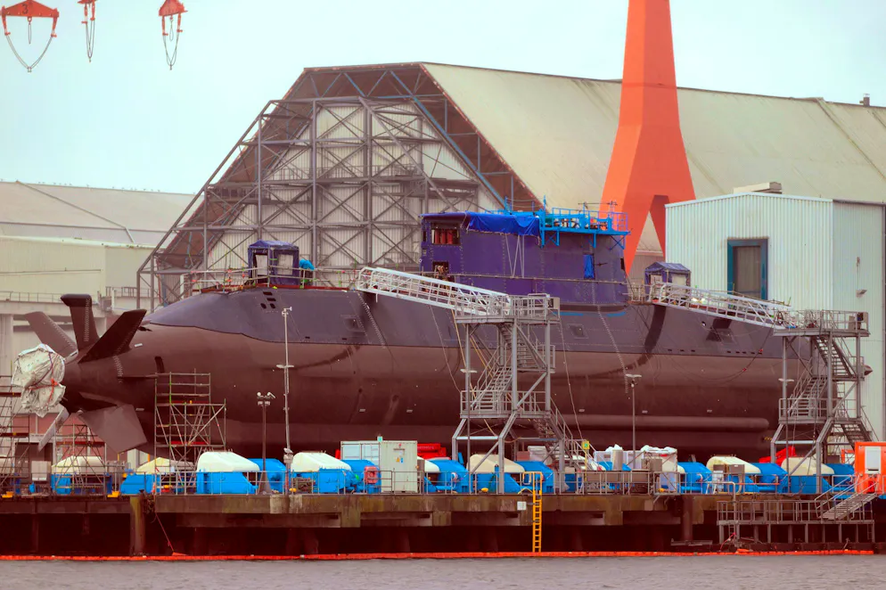 The INS Drakon at the shipyard in Kiel in August 2023.