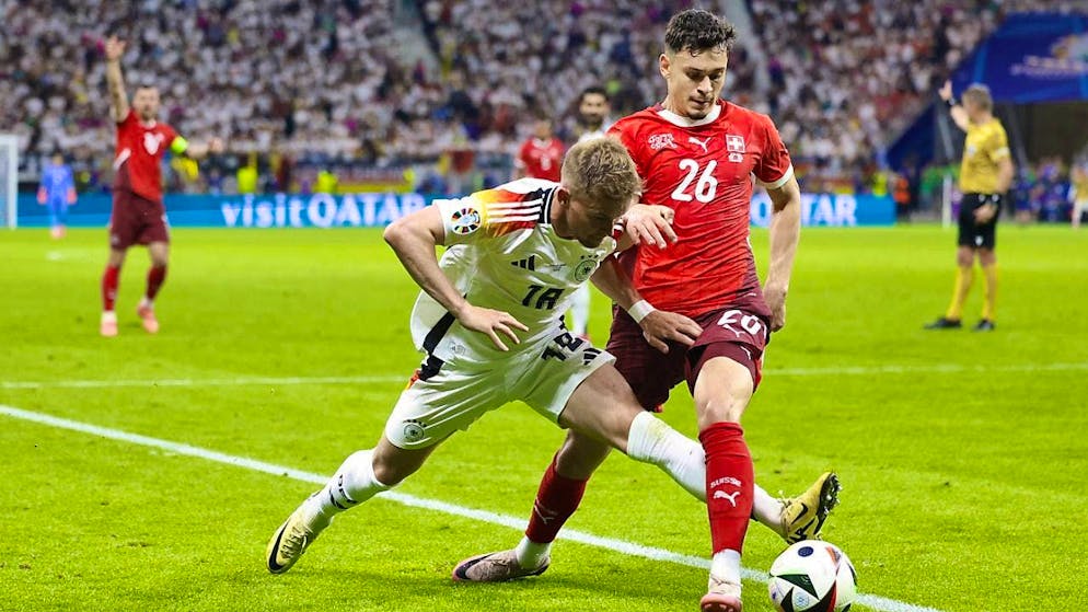 Fabian Rieder clarifies his future between European Championship matches - Gallery. Fabian Rieder in a duel with his future teammate Maximilian Mittelstädt