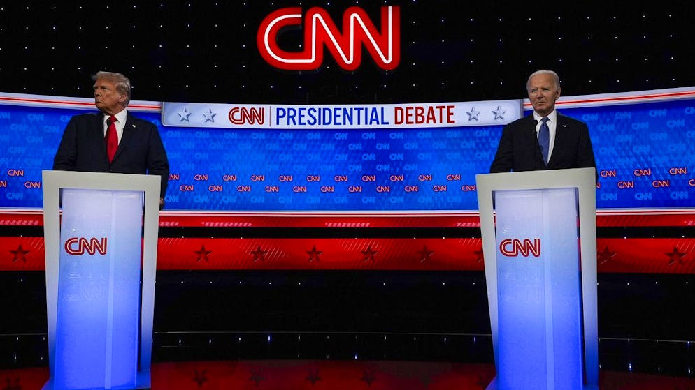 Donald Trump (links) und Joe Biden beim heutigen TV-Duell.