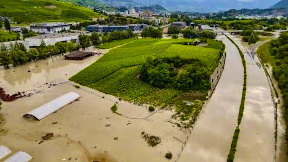 Devastating storm in southwestern Switzerland. The A9 highway is under water on June 30.