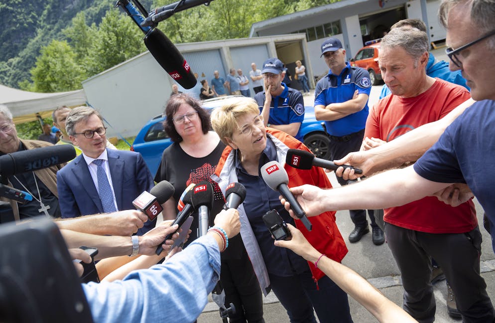 Maltempo in Ticino. Viola Amherd è apparsa emozionata.
