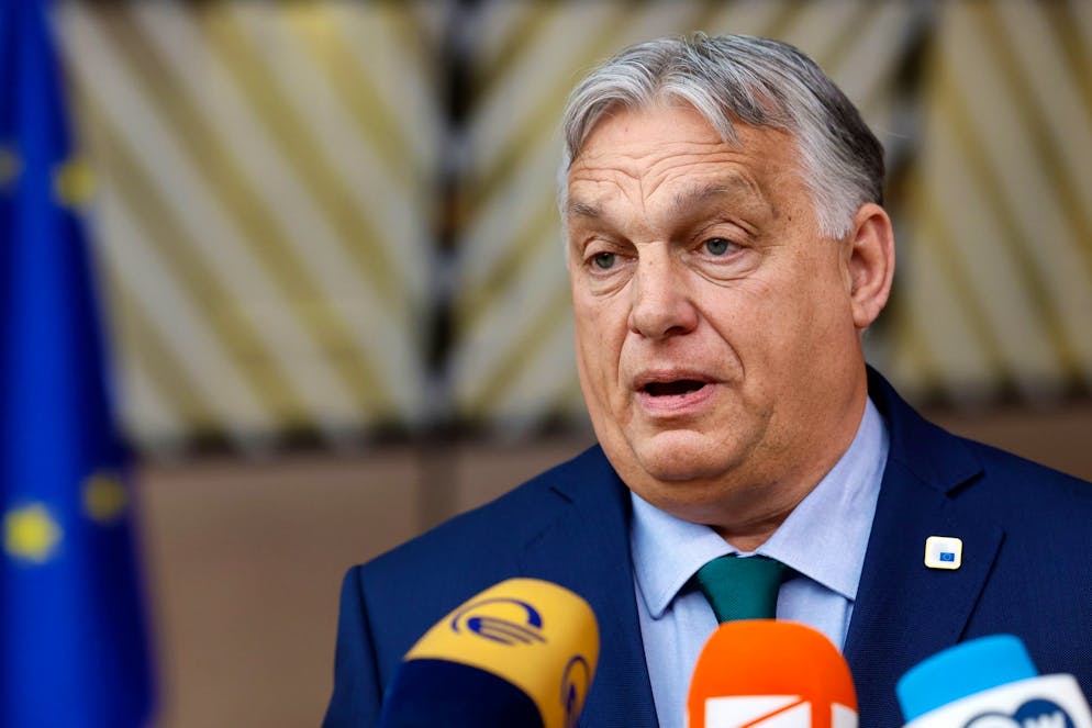 Ungarns Regierungschef Viktor Orban, hier bei seinem Besuch in Kiew, will Medienberichten zufolge nach dem Nato-Gipfel Donald Trump treffen.