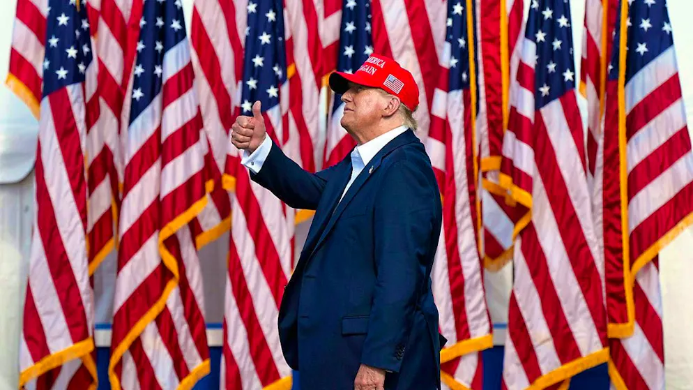 dpatopbilder - Donald Trump at an election rally. Photo: Steve Helber/AP/dpa