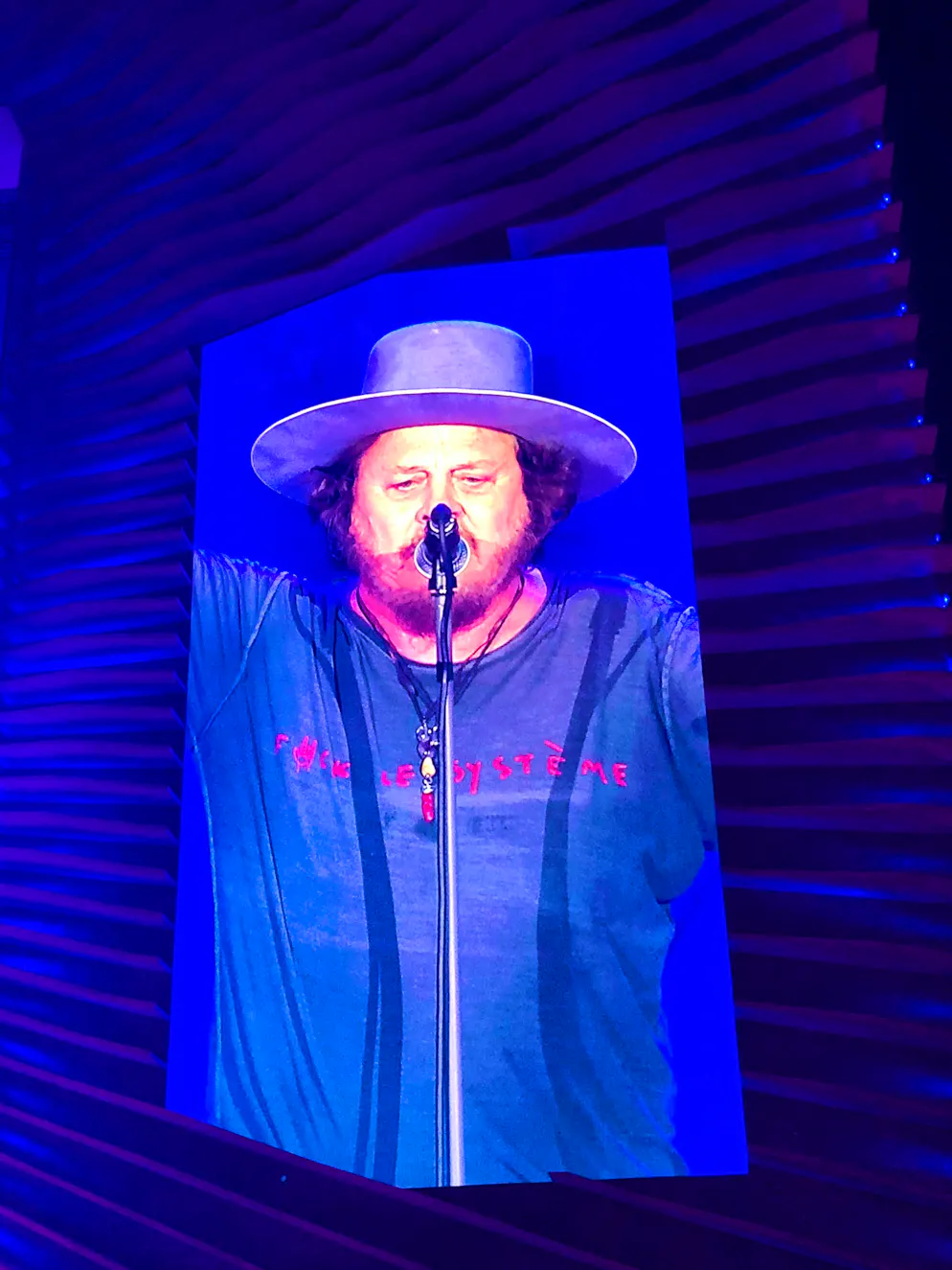 "Fuck the Système": Blues singer Zucchero inspires from the very first minute. 