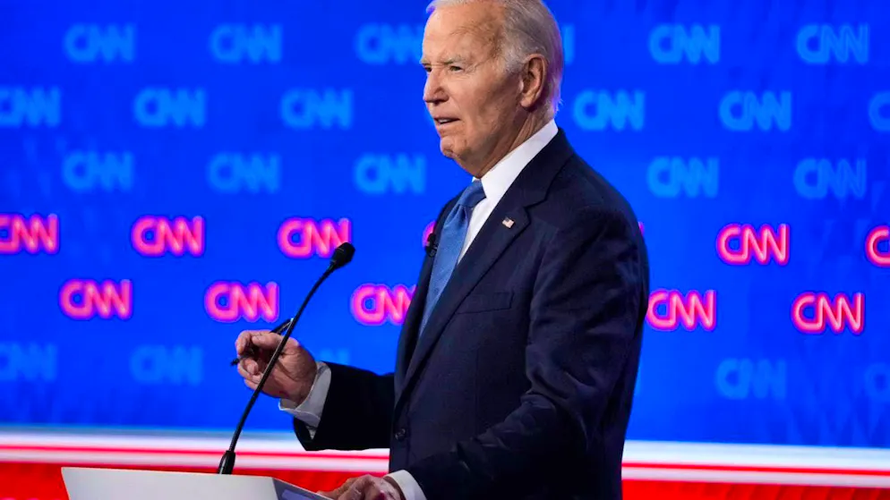 US President Joe Biden speaks during the TV duel with Republican presidential candidate Trump. Photo: Gerald Herbert/AP