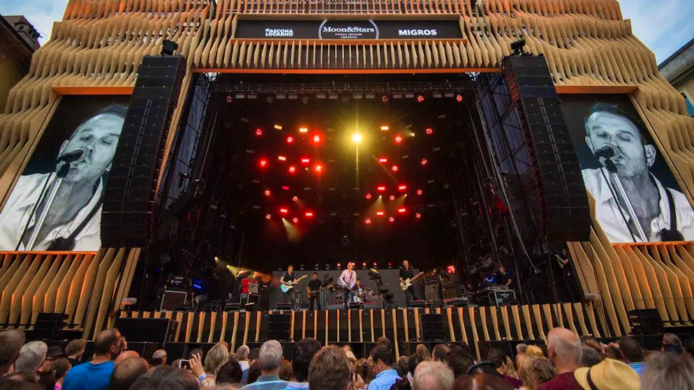 This picture of Züri West was taken during the Bernese cult band's performance at the "Moon & Stars" festival in Locarno on July 20, 2017.