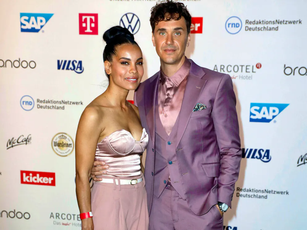 Seven with wife Zahra Dettwyler-Abdalla at the presentation of the Sepp Herberger Awards 2022 at the Telekom Representative Office in the capital.