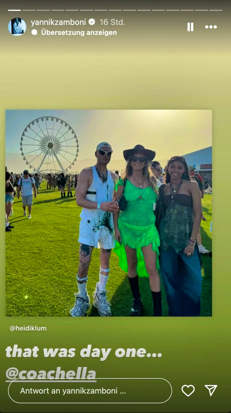 Coachella 2024. Swiss star designer Yannik Zamboni parties with Heidi Klum