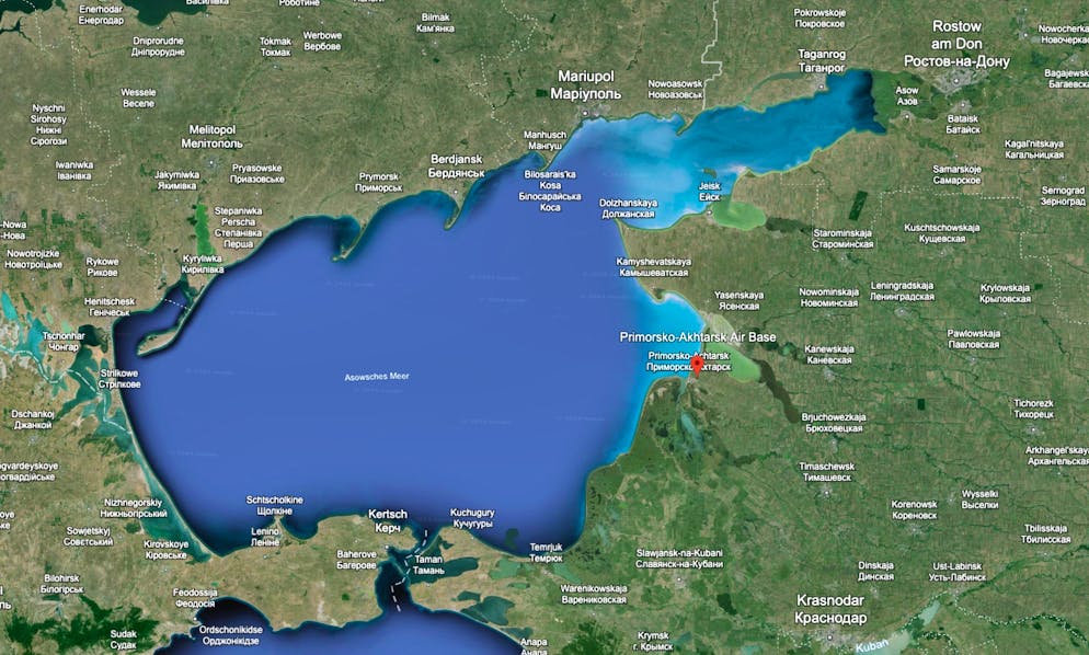 Lage der Militärbasis von Primorsko-Achtarsk.