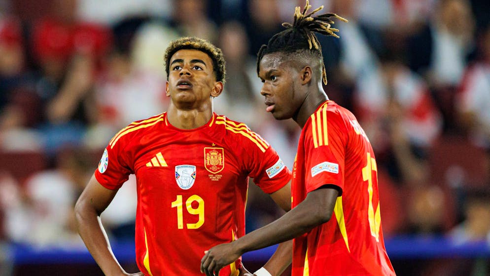 Lamine Yamal (links) und Nico Williams wirbeln bei Spanien in der Offensive.