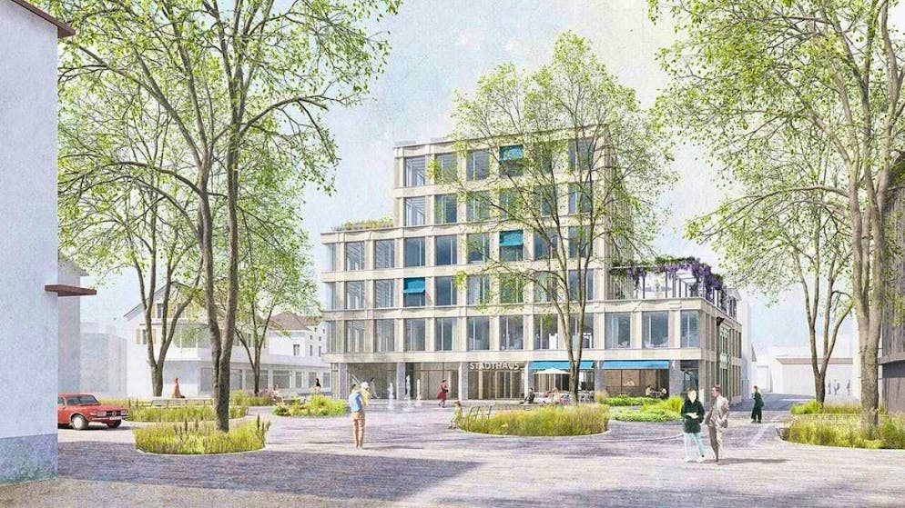 A visualization of the planned building.