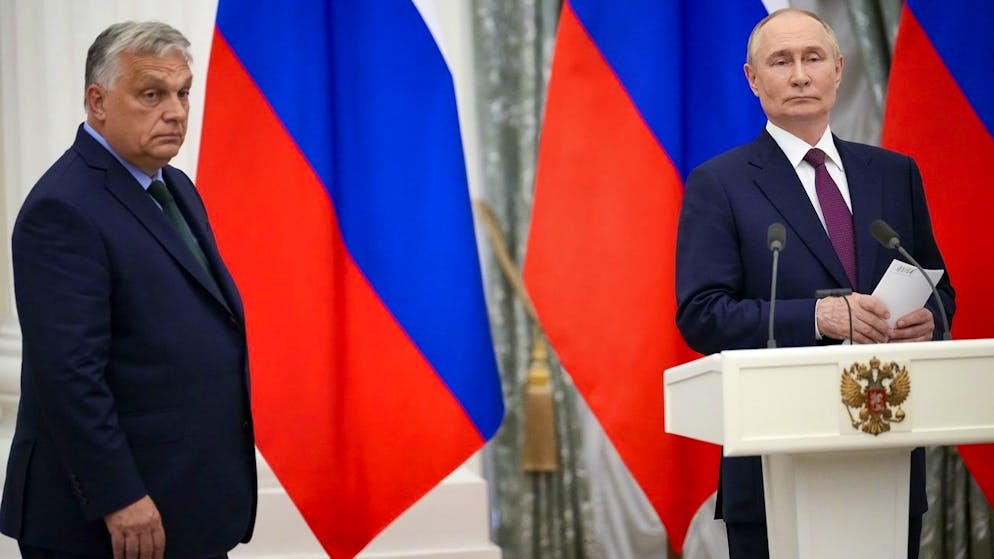 Kein bisschen Frieden: Viktor Orban (links) und Wladimir Putin am 5. Juli in Moskau.