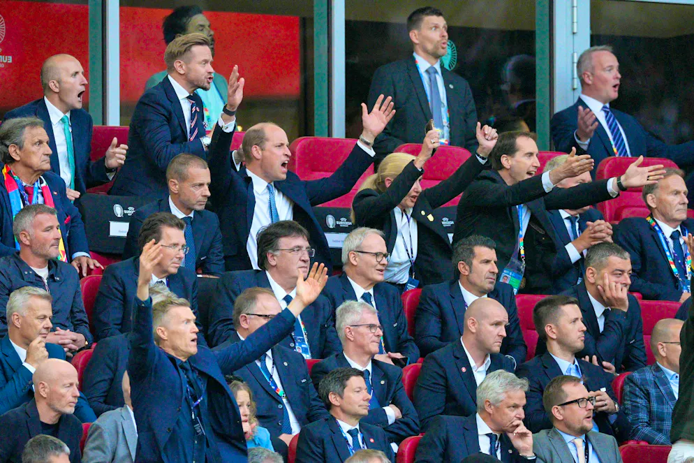 Prince William at the England-Switzerland match. The 42-year-old shows ...