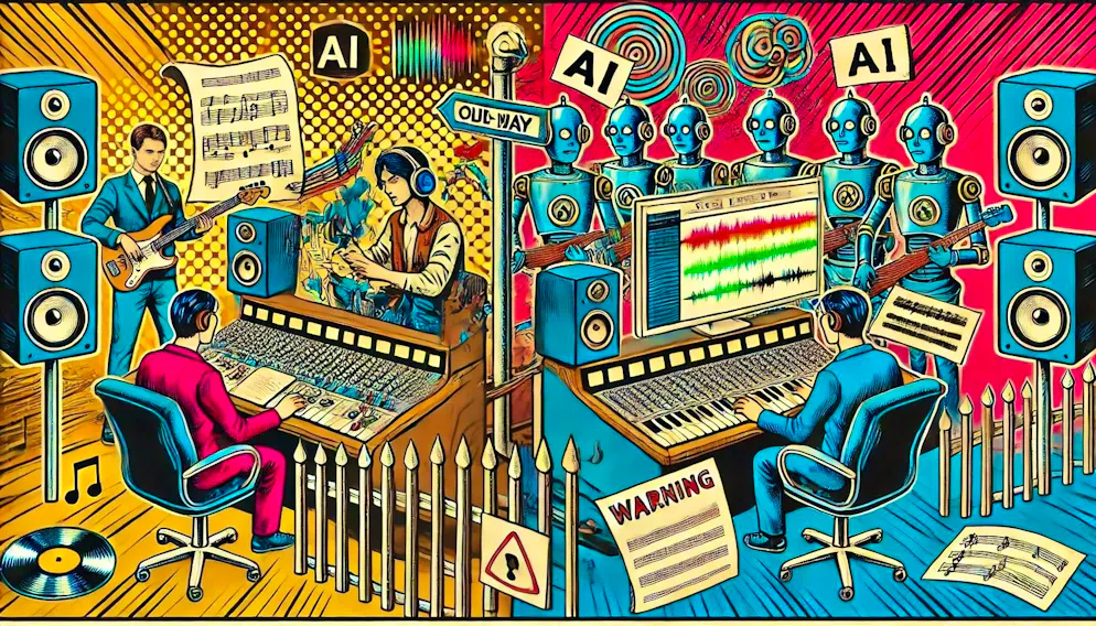 Symbolic image: The picture shows the conflict between the traditional music industry and AI-controlled music start-ups.