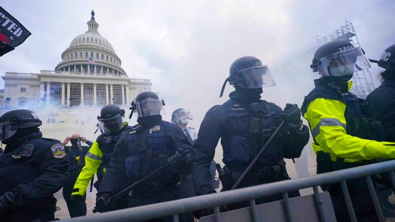 Against Trump's lies. Capitol Police officers support Joe Biden