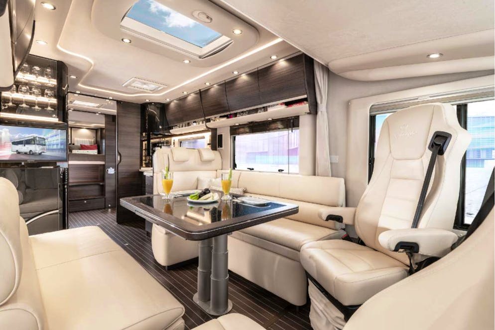 Stefan Mross now lives in the luxury Lovemobile.  The interior was designed by an Italian design house and is reminiscent of a luxury yacht. 