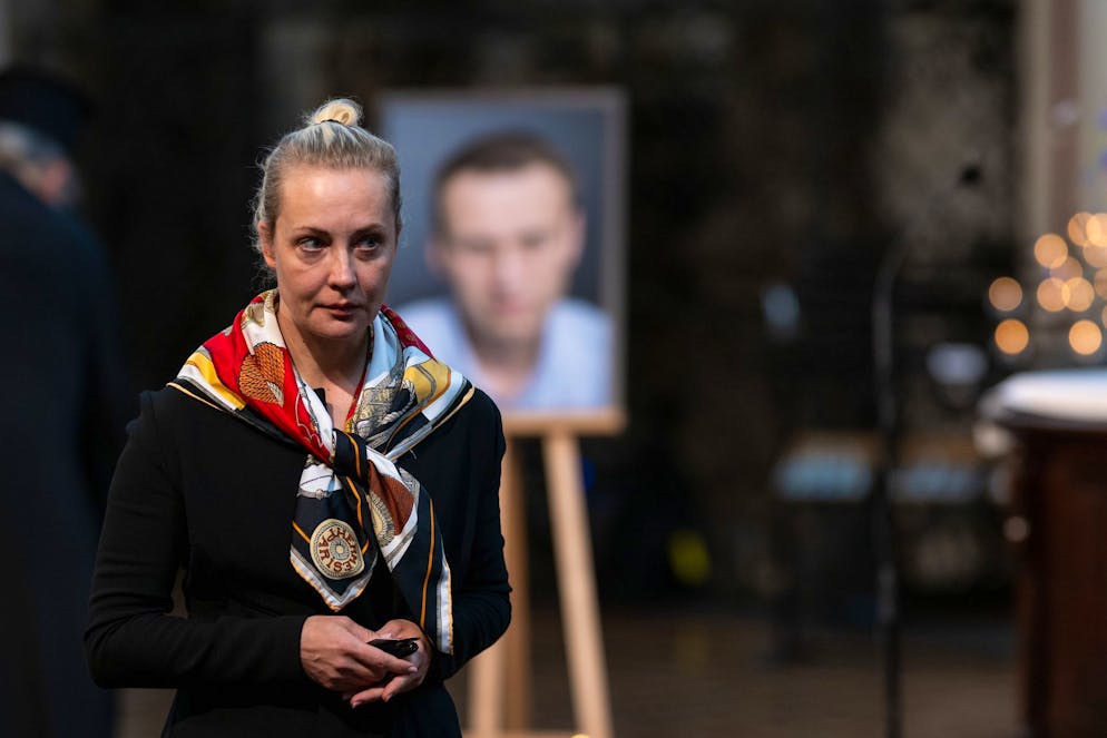 Julia Nawalnaja bei einem Gottesdienst für ihren verstorbenen Ehemann Alexej Nawalny in der St. Marienkirche.
