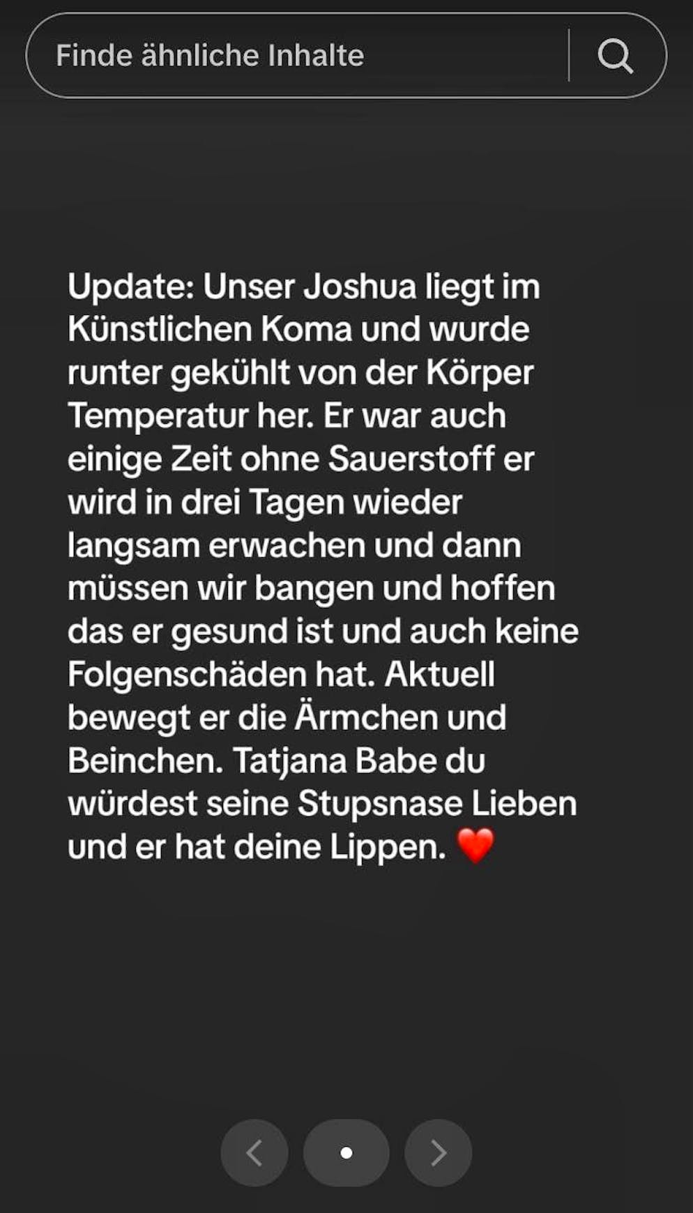With these words, the baby's dad, Thorty, gives an update on the little one's state of health on Tiktok.
