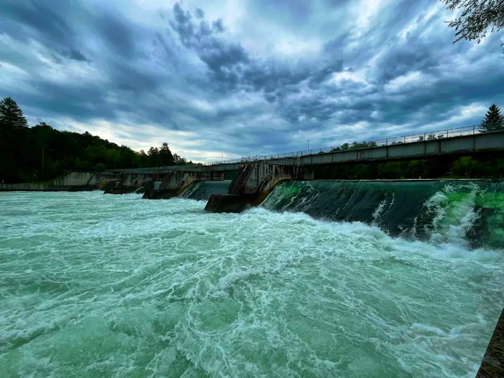 The two people were washed over this weir. 