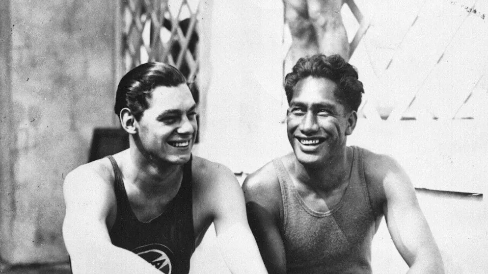 From fiasco to Tarzan to the Olympic motto - Gallery. American swimming stars Johnny Weissmuller (left) and Duke Kahanamoku at the 1924 Olympic Games. Weissmuller later made a career as the film Tarzan, while Kahanamoku became a surfing legend in Hawaii.
