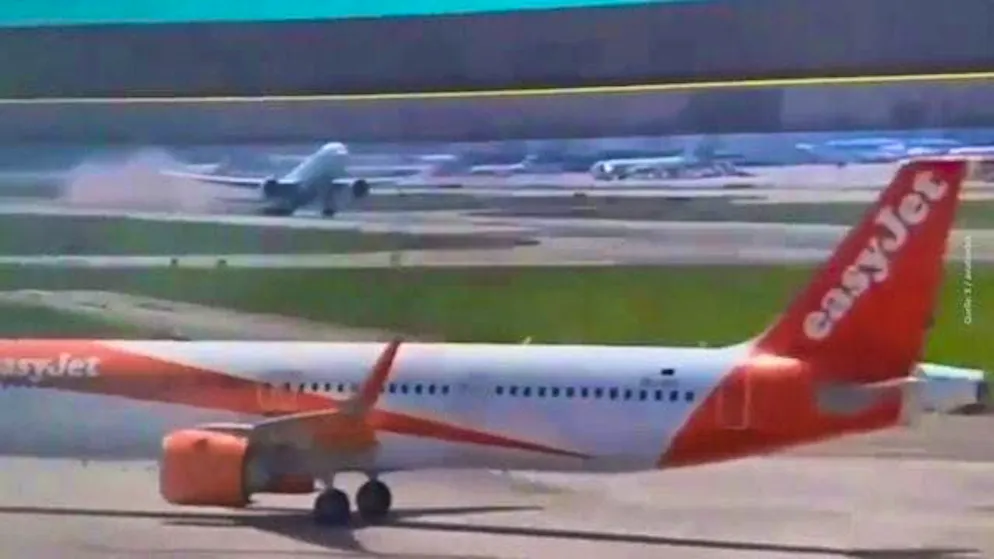 Shocking moment in Milan - aircraft tail strikes during take-off.