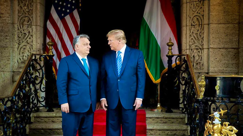 A photo from Hungarian Prime Minister Viktor Orban's office shows him visiting former US President Donald Trump.