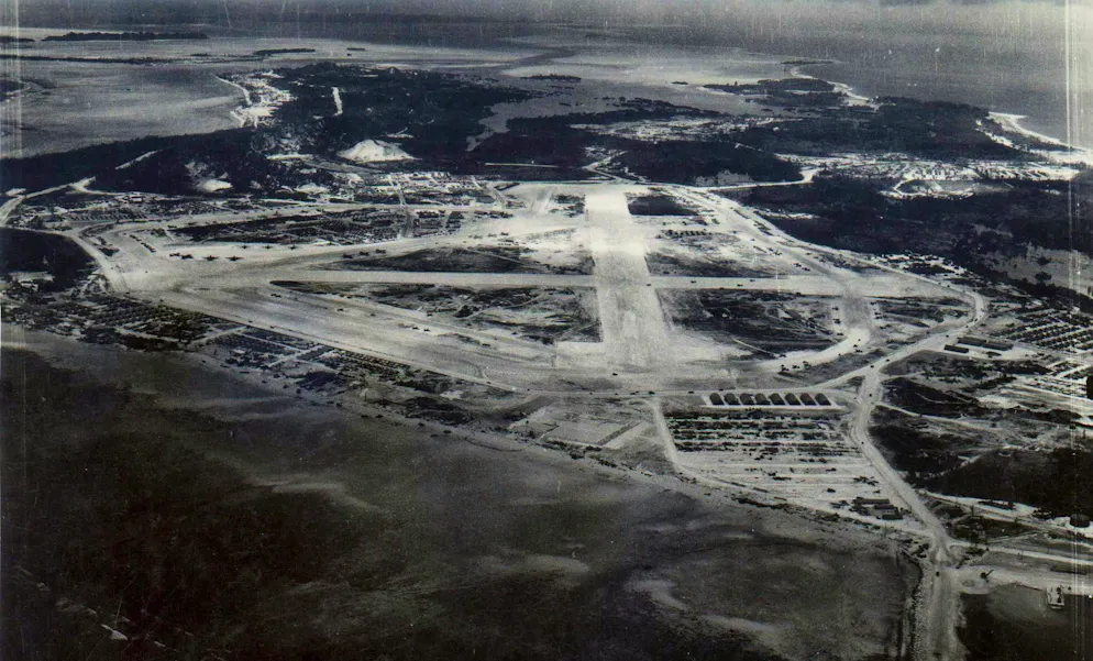 The airfield of Peleliu in 1945.