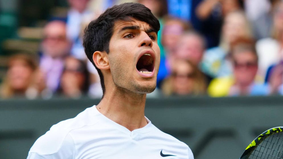 Ein Jubelschrei von Carlos Alcaraz.