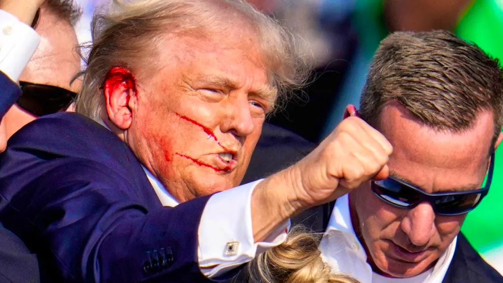 Former US President Donald Trump after the assassination attempt.