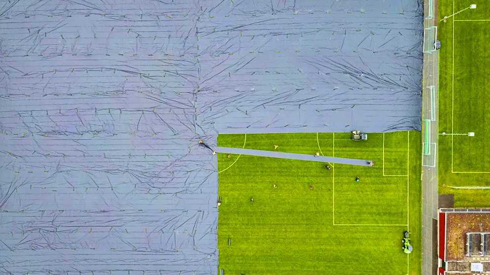 The football pitches at the Stighag sports facility in Kloten were covered with foil. At flight time, these probably prevented countless Japanese beetles from flying out. (archive picture)