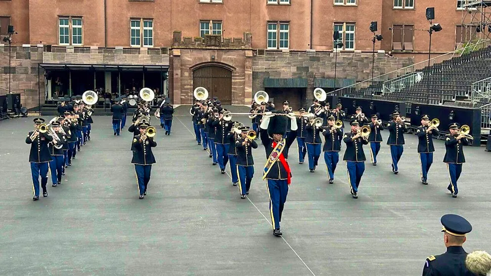 The United States Army Field Band rehearsing for the Basel Tattoo.