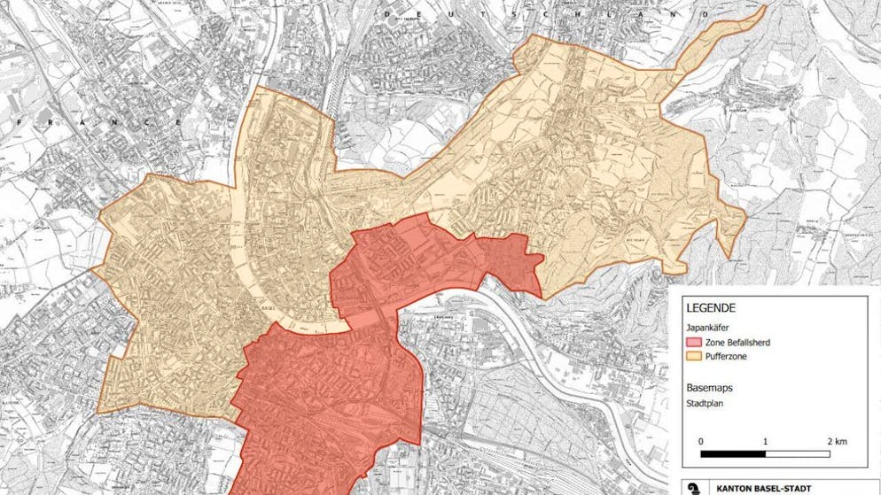 Die Befallsherd-Zone mit Japankäfern ist deutlich erweitert worden.