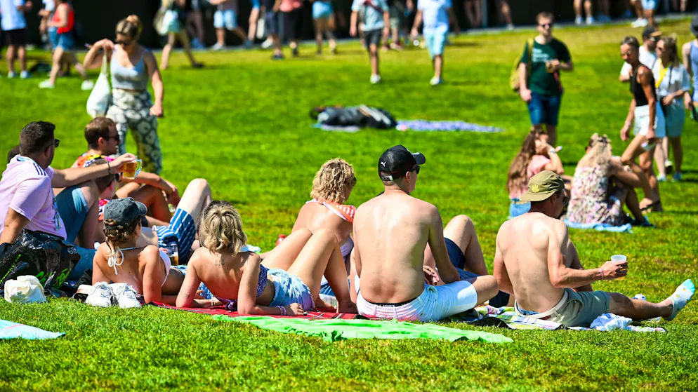 Ticker Friday. The die-hards don't need shade - but beer.