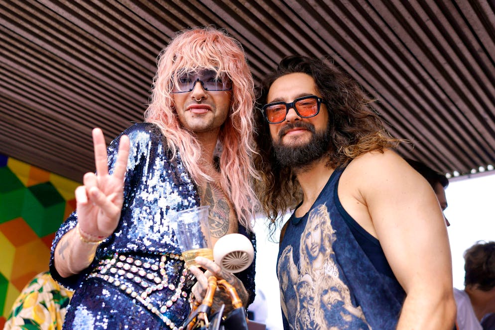 German musicians Bill Kaulitz (l.) and Tom Kaulitz from the band Tokio Hotel at the CSD parade in Cologne in July.