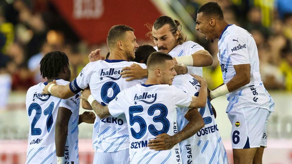 Edin Dzeko (number 9) is the celebrated man at Fenerbahce.