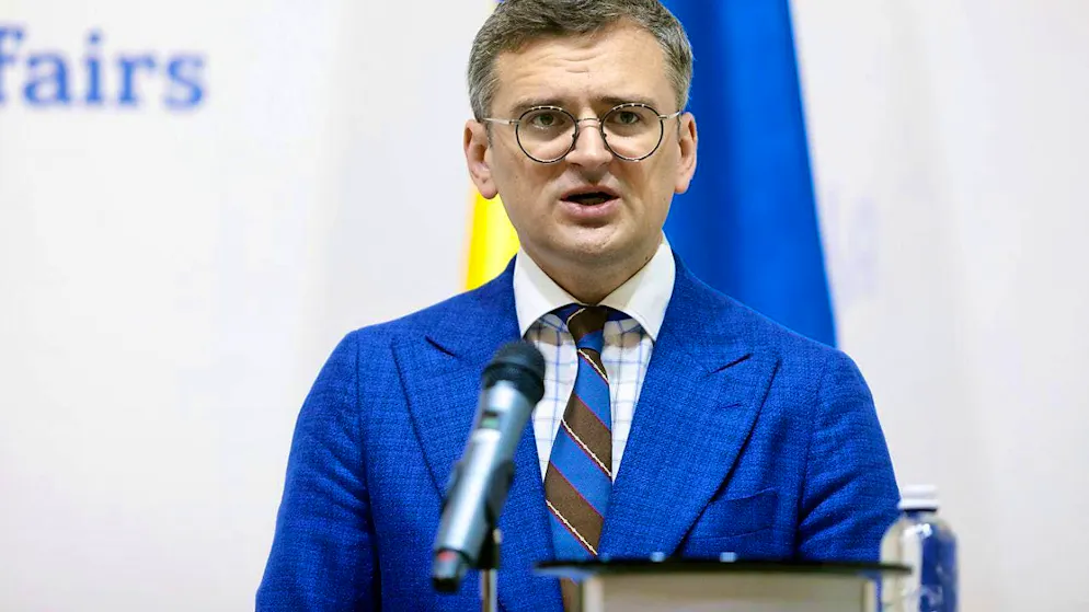 ARCHIVE - Dmytro Kuleba, Foreign Minister of Ukraine, attends a joint press conference with Estonia's Foreign Minister Tsahkna. Photo: ---/Ukrinform/dpa