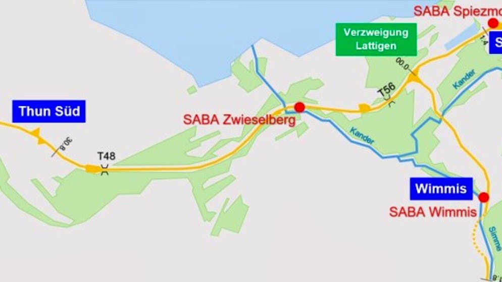 Die Autobahn A6 zwischen Thun-Süd und Spiez wird von Ende Juli bis Herbst 2027 saniert.
