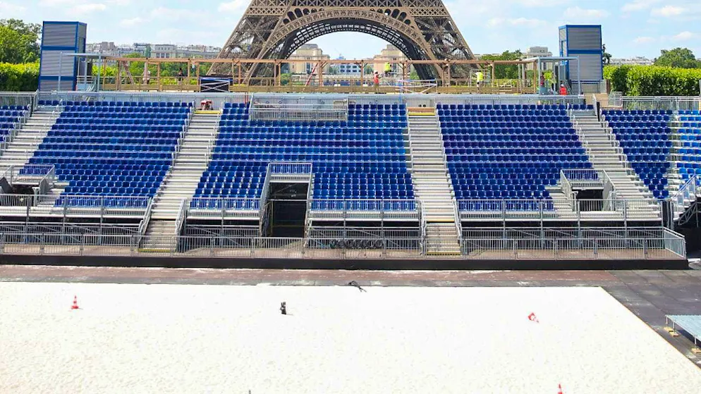 The beach volleyball arena - "the most beautiful court we've all ever played on", say the Swiss athletes