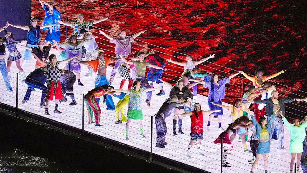 Olympic Opening Ceremony. Lots of dancing in many colors.