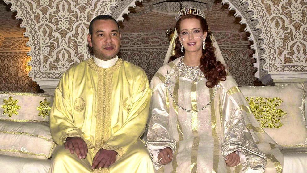 For many years, Princess Lalla Salma and King Mohammed of Morocco were considered the modern model couple. This picture was taken during their wedding on March 21, 2002.