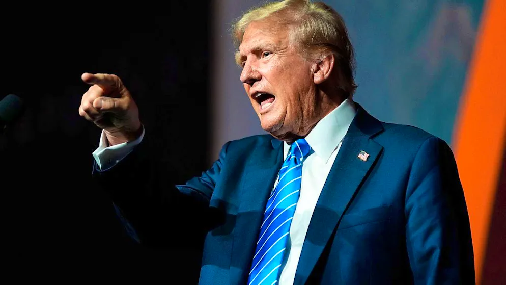 Republican presidential candidate and former US President Trump speaks at the Bitcoin 2024 conference. Photo: Alex Brandon/AP/dpa