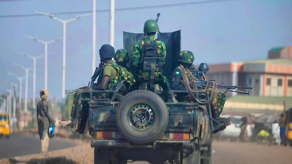 ARCHIVE - A Nigerian army vehicle drives in the Kaduna Birnin Gwari region. Photo: Sunday Alamba/AP/dpa