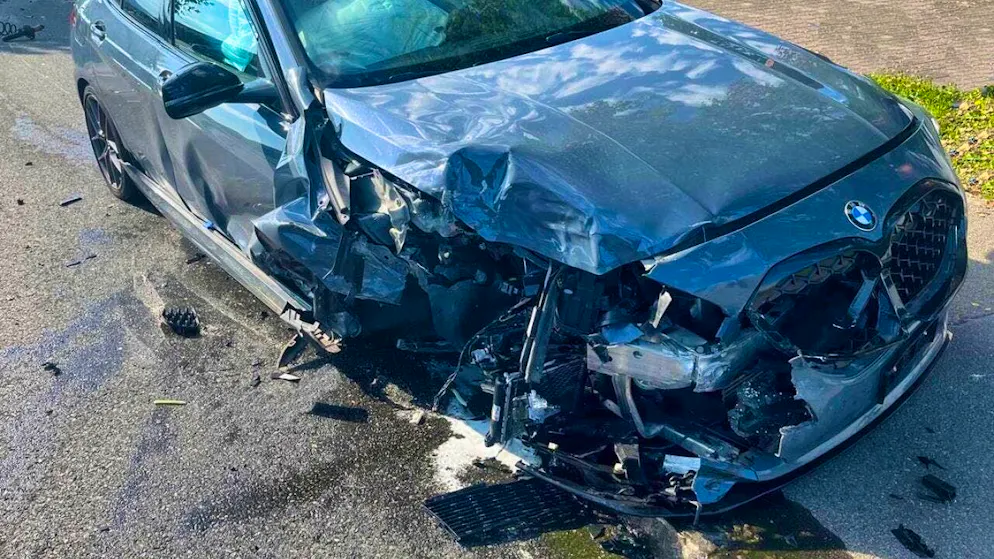 One of the three cars damaged in the accident.