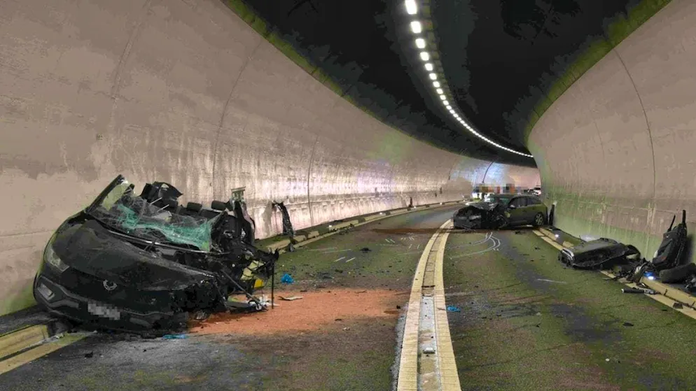 One driver had to be cut out of the wreckage after the head-on collision.