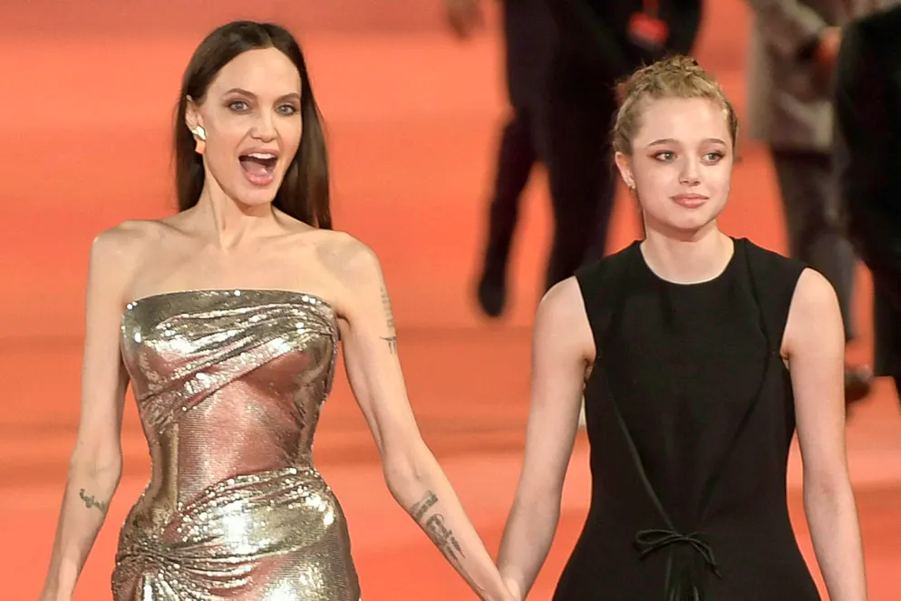 Mom Angelina Jolie with Shiloh at a movie premiere in Rome in October 2024.